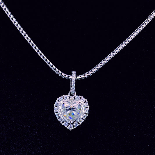 Sterling Silver Moissanite Heart Pendant