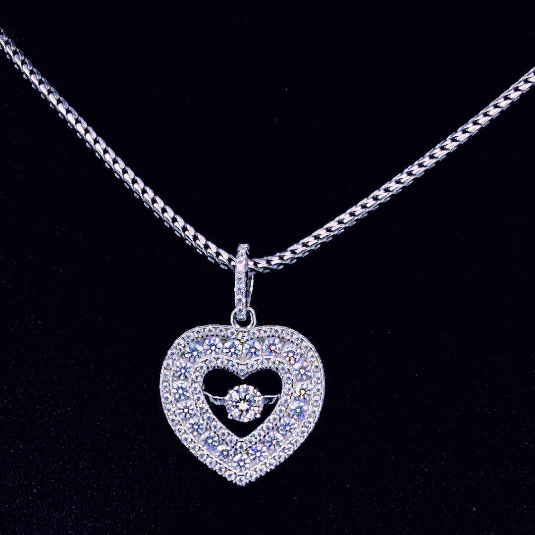 Sterling Silver Moissanite Heart Pendant