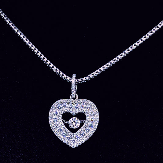 Sterling Silver Moissanite Heart Pendant
