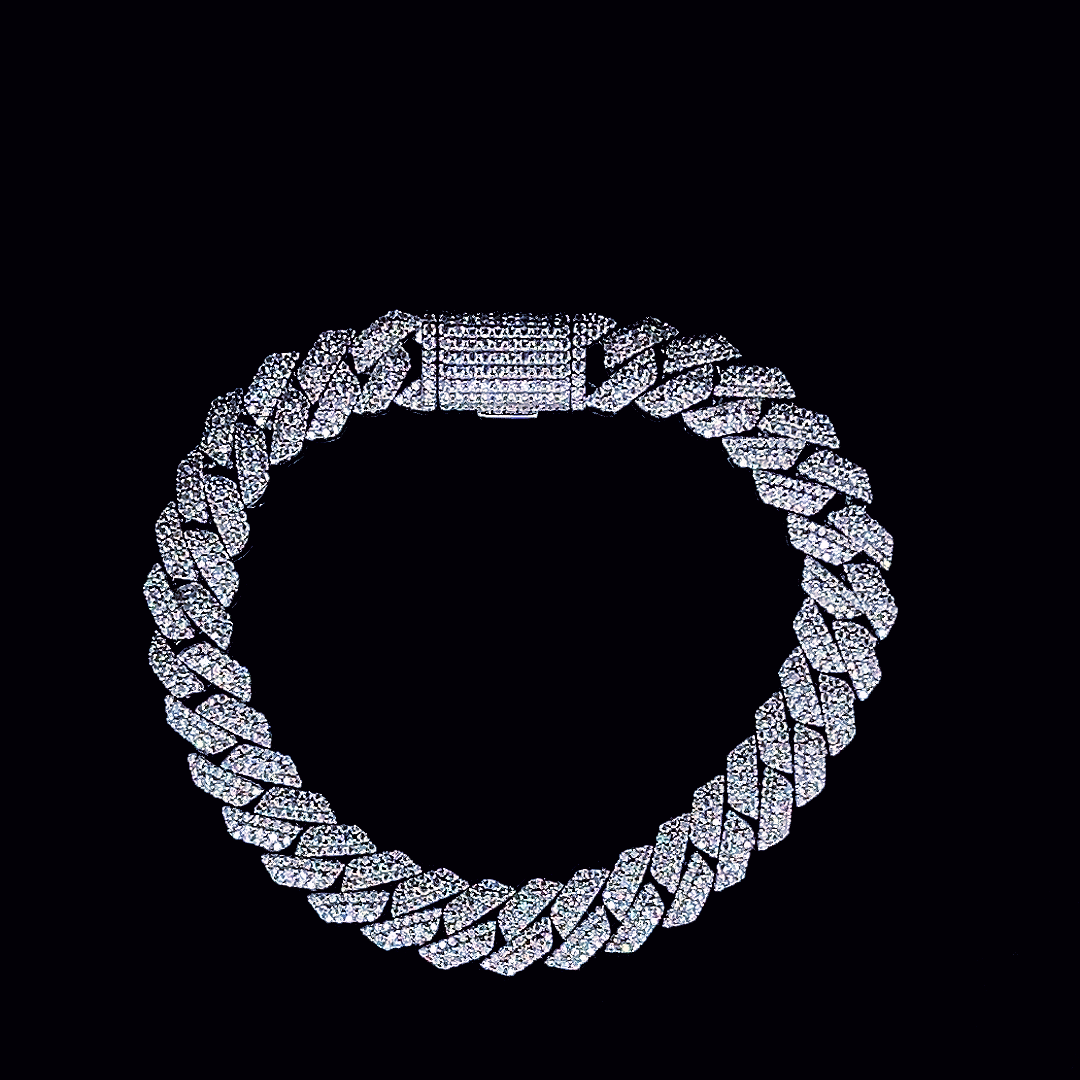 Sterling Silver Moissanite Cuban Bracelet 10mm