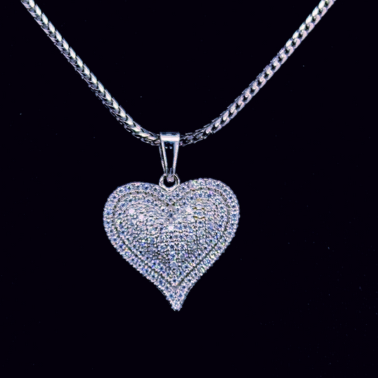 Sterling Silver Moissanite Heart Pendant