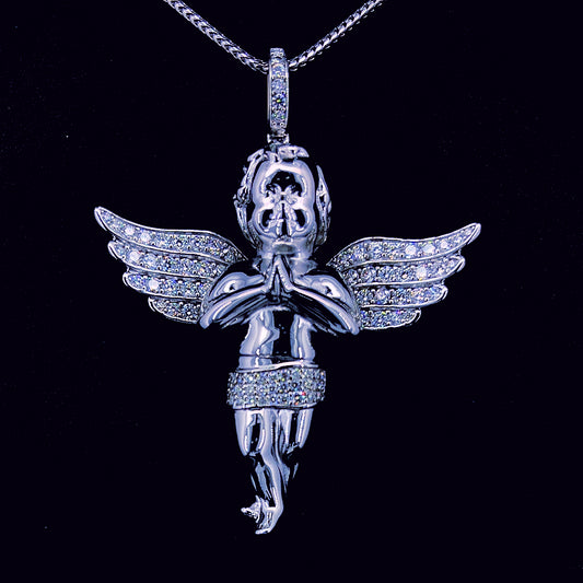 Sterling Silver Moissanite Angel Pendant