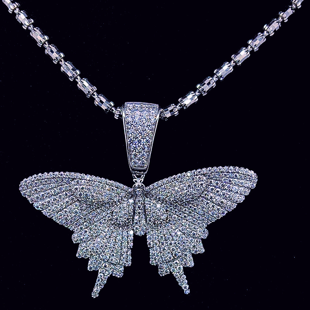 Sterling Silver Moissanite Butterfly Pendant