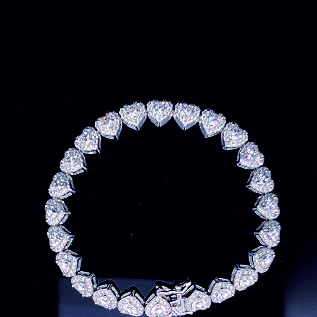 Sterling Silver Moissanite Heart Bracelet