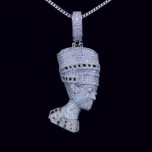 Sterling Silver Moissanite Nefertiti Pendant