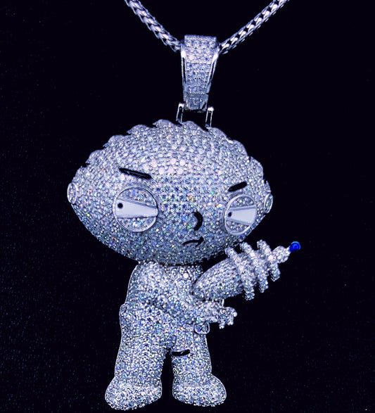 Sterling Silver Moissanite Stewie Pendant