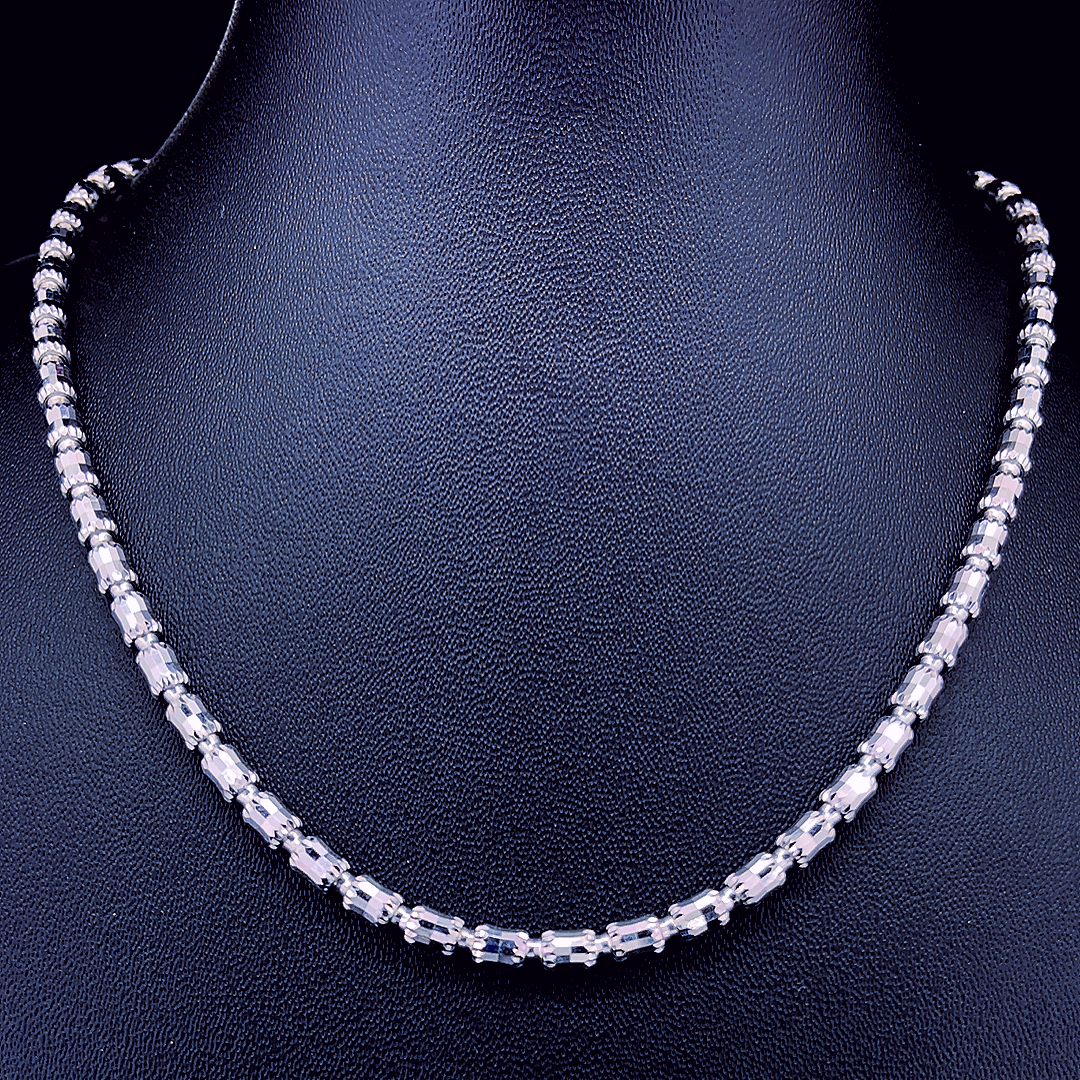 Sterling Silver Barrel cut chain