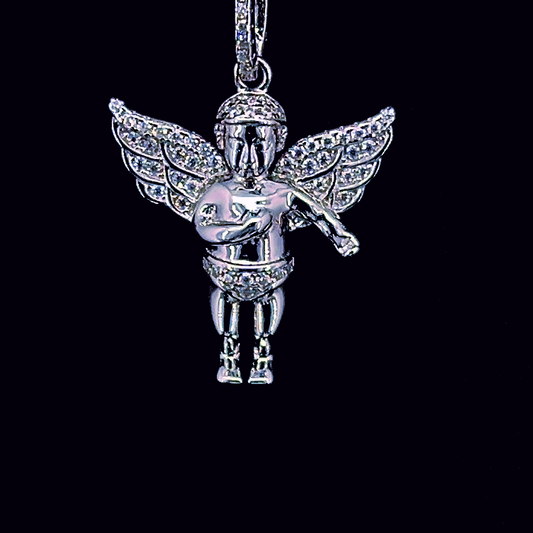 Sterling Silver Moissanite Angel Pendant