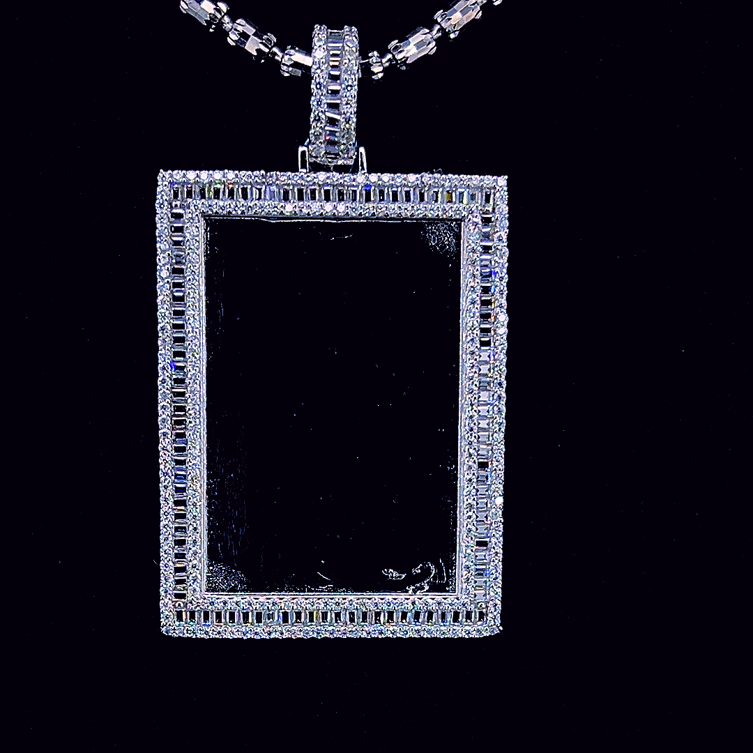 Sterling Silver Moissanite Picture Pendant