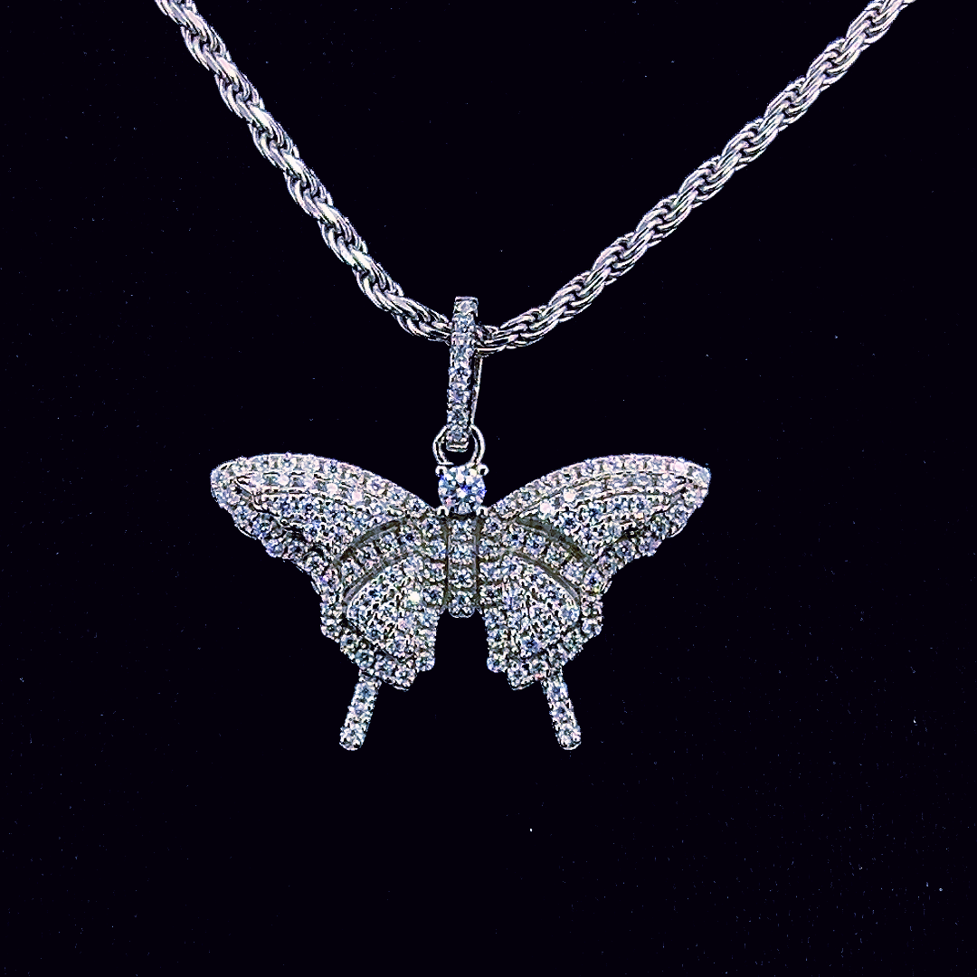 Sterling Silver Moissanite Butterfly Pendant