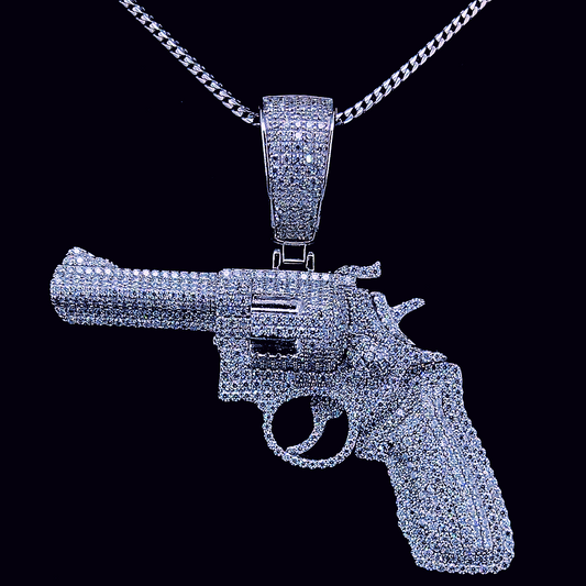 Sterling Silver Moissanite Gun Pendant