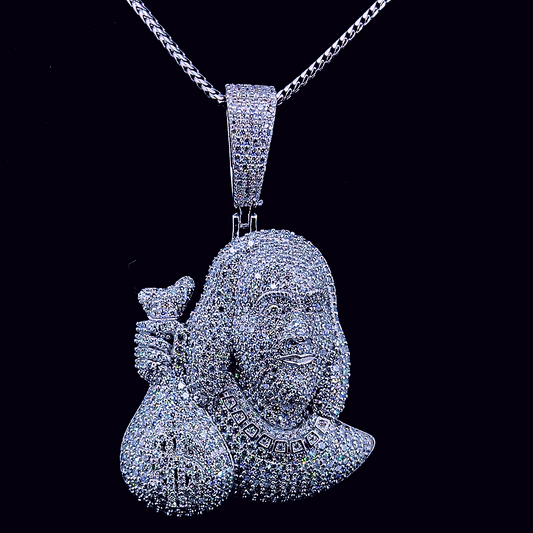 Sterling Silver Moissanite Moneybag Pendant