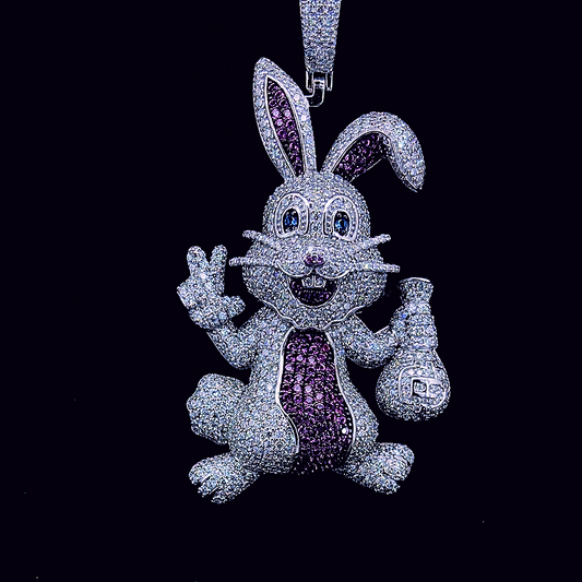 Sterling Silver Moissanite Bunny Pendant